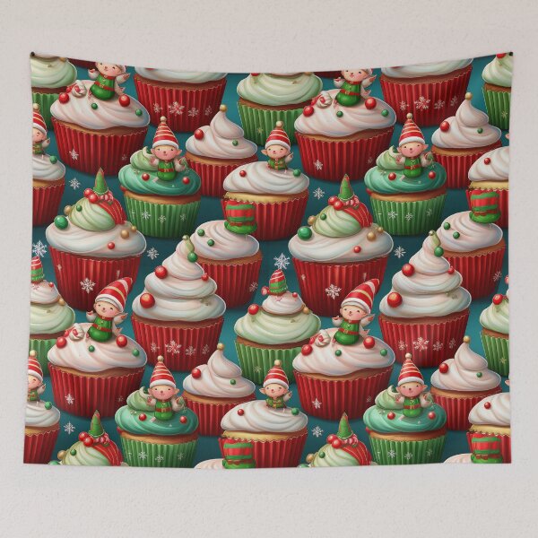 Item preview, Cheeky Elves Bakery: A delicious pattern featuring cupcakes topped with Cheeky Elves designed and sold by Grang Art Artistic Designs.