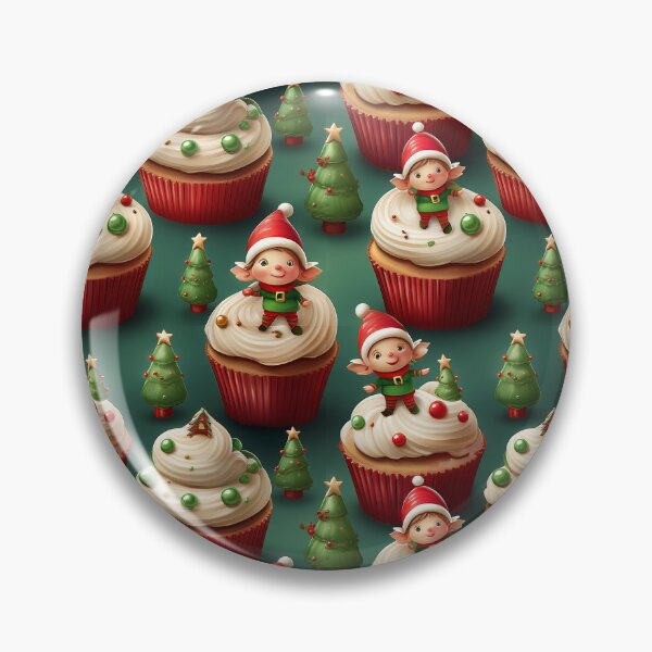 Item preview, Funny Elves Feast: A delicious pattern featuring cupcakes topped with Cheeky Elves designed and sold by Grang Art Artistic Designs.