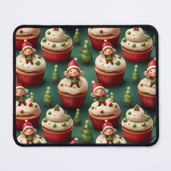 Item preview, Funny Elves Feast: A delicious pattern featuring cupcakes topped with Cheeky Elves designed and sold by Grang Art Artistic Designs.
