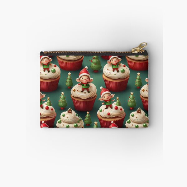 Item preview, Funny Elves Feast: A delicious pattern featuring cupcakes topped with Cheeky Elves designed and sold by Grang Art Artistic Designs.