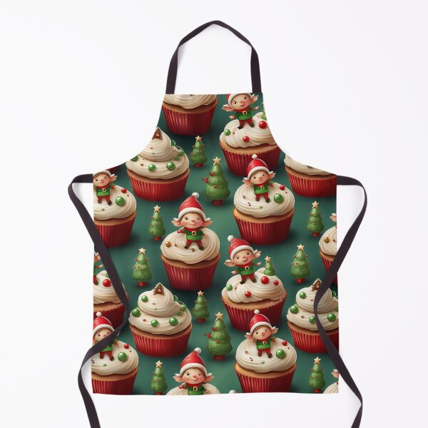 Item preview, Funny Elves Feast: A delicious pattern featuring cupcakes topped with Cheeky Elves designed and sold by Grang Art Artistic Designs.
