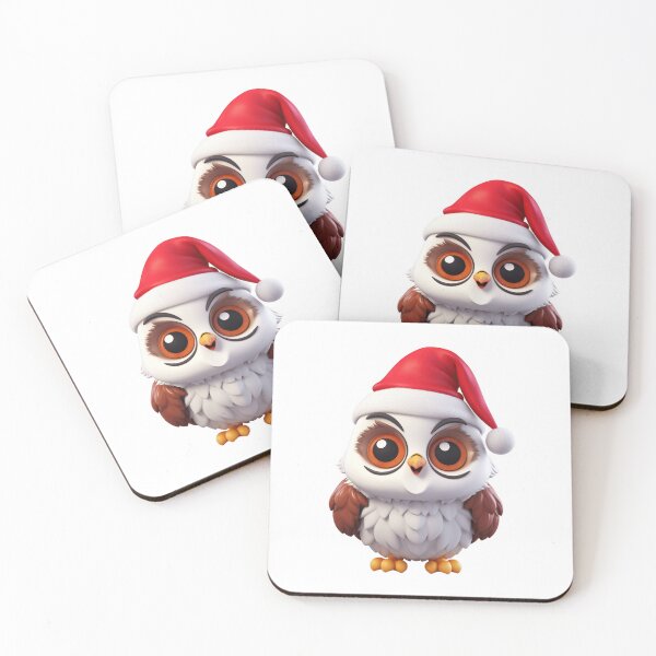 Item preview, Chibi Christmas Snow Owl with Red Santa Hat designed and sold by KawaiiArtStyle.