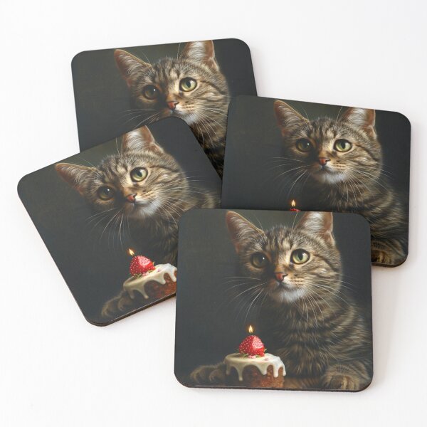 Item preview, Cat with Birthday Cake designed and sold by FleurFrench.