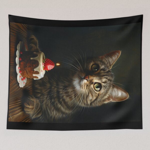 Item preview, Cat with Birthday Cake designed and sold by FleurFrench.
