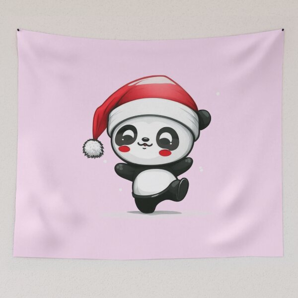 Item preview, Chibi Christmas Panda with Red Santa Hat designed and sold by KawaiiArtStyle.