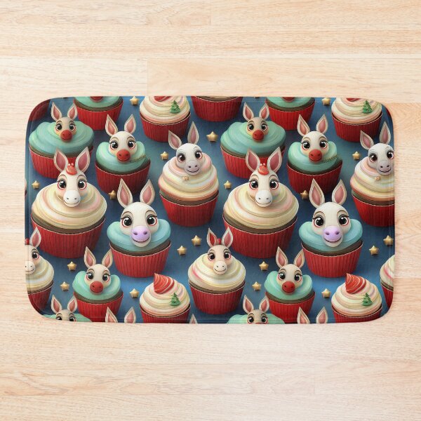 Item preview, Donkey's Cupcake Delight: A delicious pattern featuring cupcakes topped with Donkeys for Heaps of Yum designed and sold by Grang Art Artistic Designs.