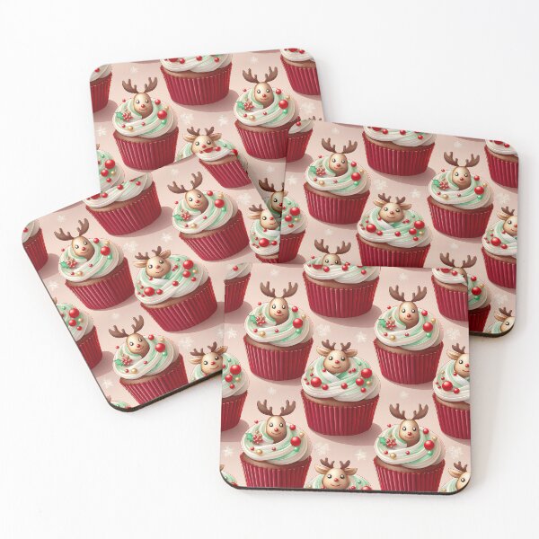 Item preview, Reindeer's Cupcake Heaven: A delicious pattern featuring cupcakes topped with Donkeys for Heaps of Yum designed and sold by Grang Art Artistic Designs.
