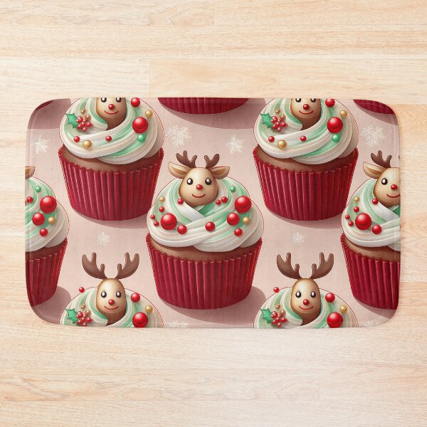 Item preview, Reindeer's Cupcake Heaven: A delicious pattern featuring cupcakes topped with Donkeys for Heaps of Yum designed and sold by Grang Art Artistic Designs.