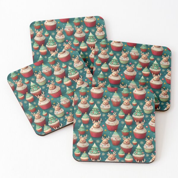 Item preview, Sweetest Christmas: A heartwarming pattern featuring cupcakes topped with Reindeer designed and sold by Grang Art Artistic Designs.