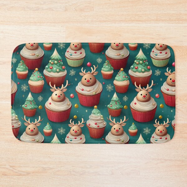 Item preview, Sweetest Christmas: A heartwarming pattern featuring cupcakes topped with Reindeer designed and sold by Grang Art Artistic Designs.