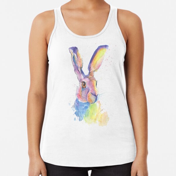 Magical whiskery Rainbow Hare Racerback Tank Top