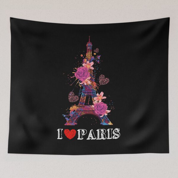 Item preview, I love Paris Eiffel Tower artwork with flowers and hearts designed and sold by Endo Designs - cause Love and Life matters.