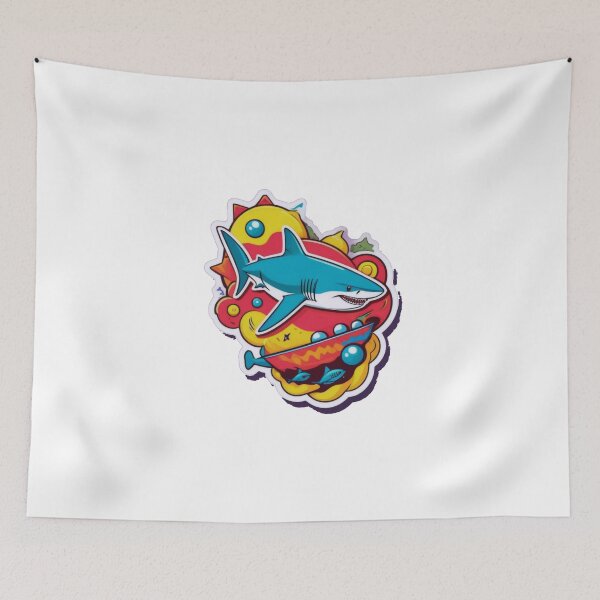 Item preview, Colorful Shark Sticker - Ocean Pop Art designed and sold by ArtCreator2023.