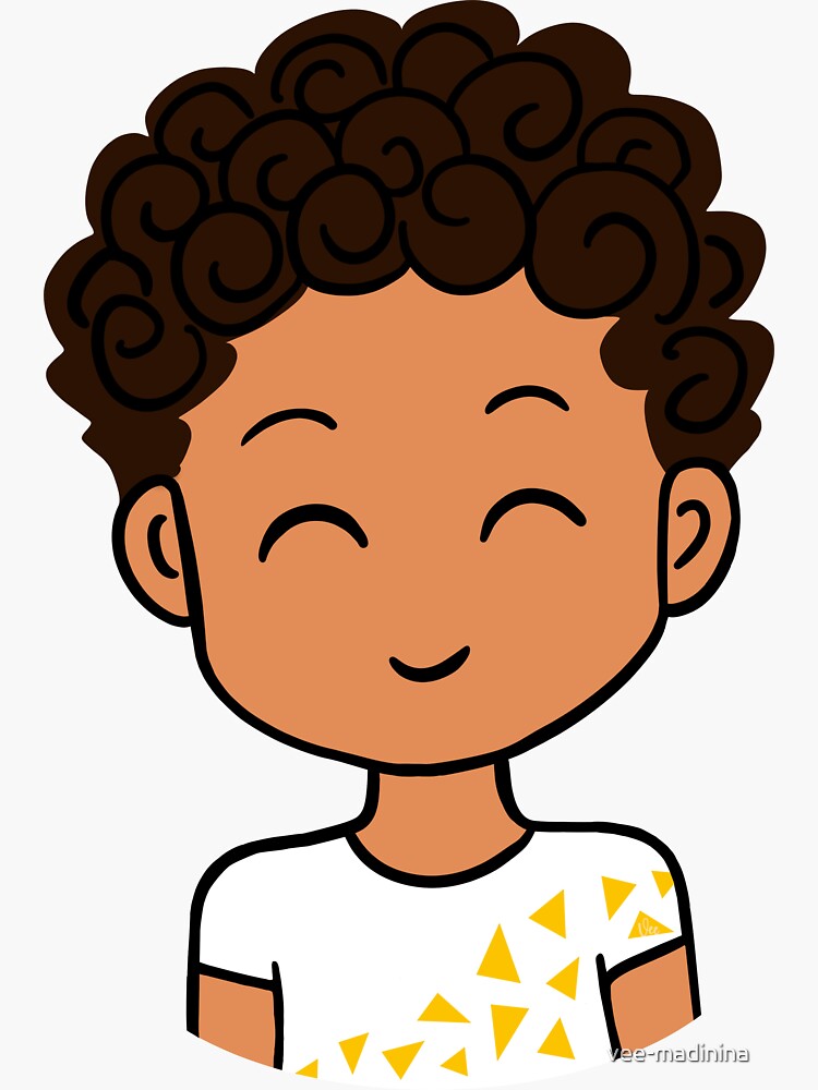 Thumbnail 3 of 3, Sticker, Little Curly Boy designed and sold by vee-madinina.