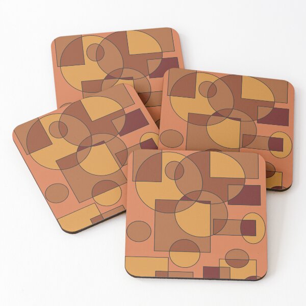Item preview, Abstract geometric composition, basic shapes: circles and squares/ Shades of orange and brown. designed and sold by My-fake-places.