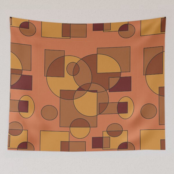 Item preview, Abstract geometric composition, basic shapes: circles and squares/ Shades of orange and brown. designed and sold by My-fake-places.