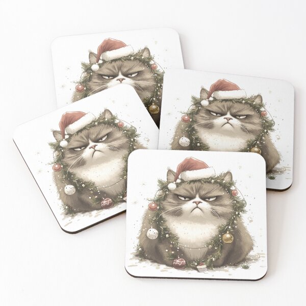 Item preview, Christmas Frowning Old Kitty designed and sold by GrinGalore.