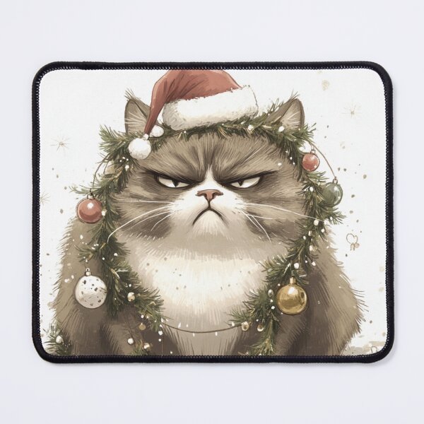 Item preview, Christmas Frowning Old Kitty designed and sold by GrinGalore.