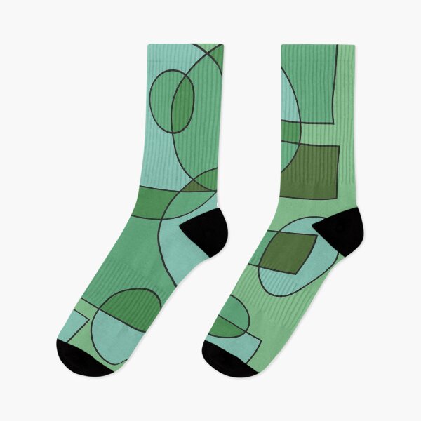 Item preview, Abstract geometric composition, basic shapes: circles and squares/ Shades of dark pastel green. designed and sold by My-fake-places.