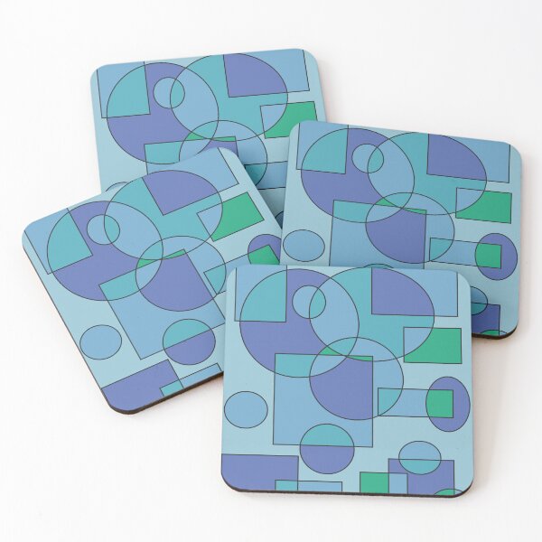 Item preview, Abstract geometric composition, basic shapes: circles and squares/ Shades of pastel navy blue. designed and sold by My-fake-places.