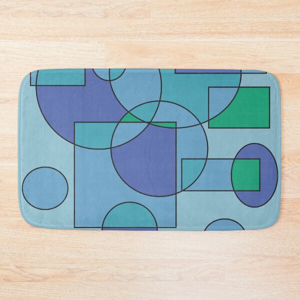 Item preview, Abstract geometric composition, basic shapes: circles and squares/ Shades of pastel navy blue. designed and sold by My-fake-places.