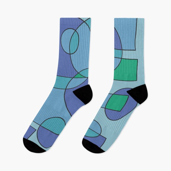 Item preview, Abstract geometric composition, basic shapes: circles and squares/ Shades of pastel navy blue. designed and sold by My-fake-places.