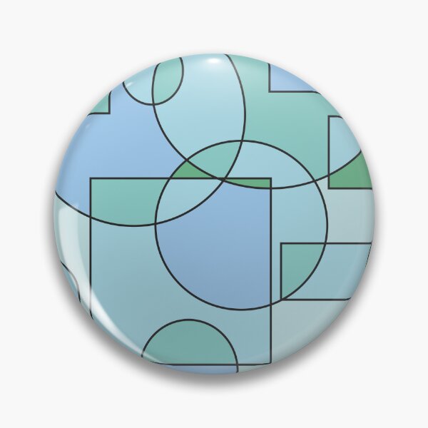Item preview, Abstract geometric composition, basic shapes: circles and squares/ Shades of pastel blue, green. designed and sold by My-fake-places.