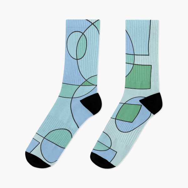 Item preview, Abstract geometric composition, basic shapes: circles and squares/ Shades of pastel blue, green. designed and sold by My-fake-places.