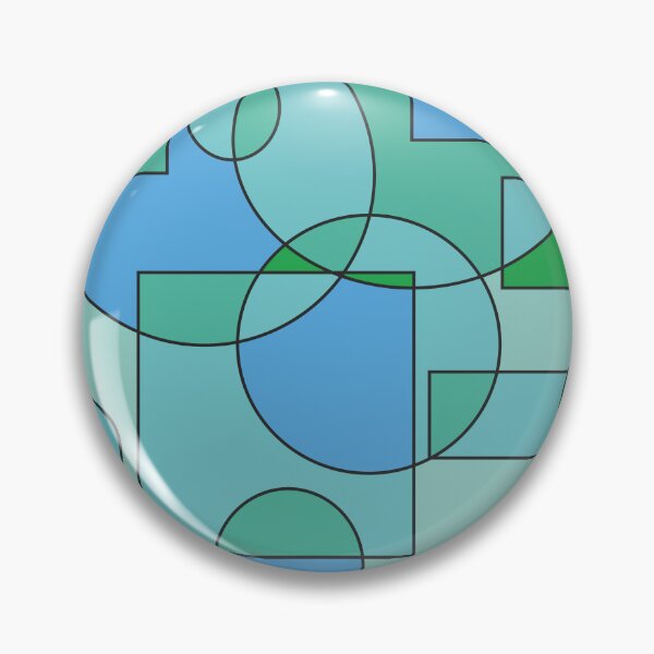Item preview, Abstract geometric composition, basic shapes: circles and squares/ Shades of beep blue,  green. designed and sold by My-fake-places.