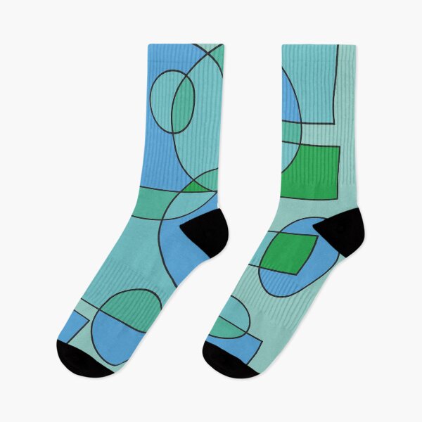 Item preview, Abstract geometric composition, basic shapes: circles and squares/ Shades of beep blue, green. designed and sold by My-fake-places.