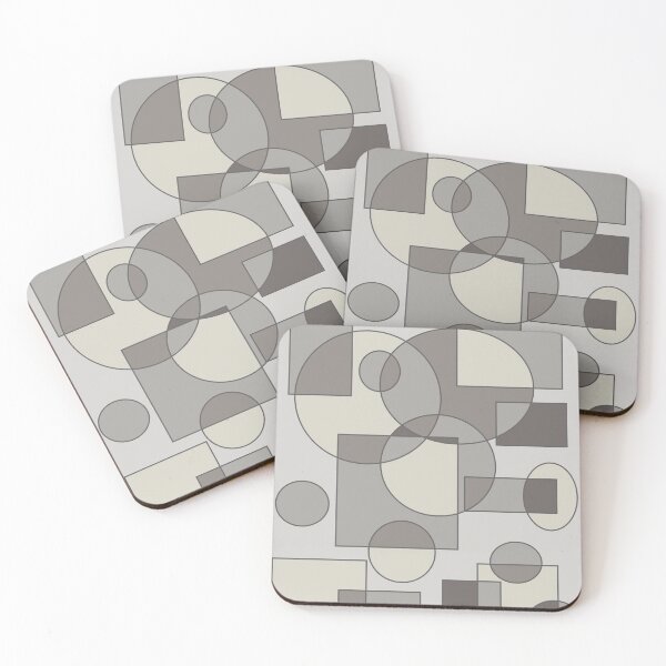 Item preview, Abstract geometric composition, basic shapes: circles and squares/ Shades of grey. designed and sold by My-fake-places.