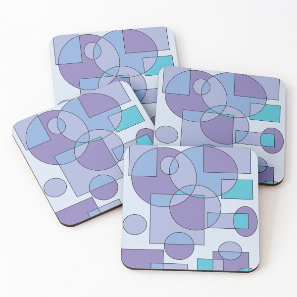 Item preview, Abstract geometric composition, basic shapes: circles and squares/ Shades of light baby blue and violet. designed and sold by My-fake-places.