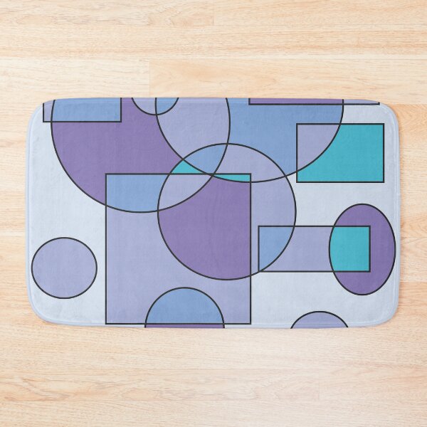 Item preview, Abstract geometric composition, basic shapes: circles and squares/ Shades of light baby blue and violet. designed and sold by My-fake-places.