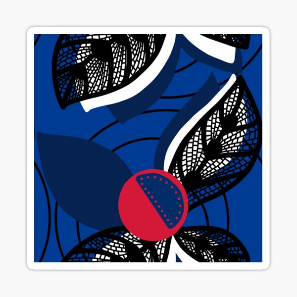 Vista previa del artículo con la obra «Hojas de encaje negro, fondo azul, frutos rojos.», diseñado y vendido por atelierthipic.