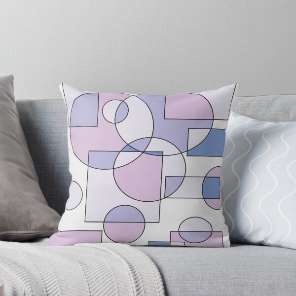 Item preview, Abstract geometric composition, basic shapes: circles and squares/ Shades of pastel lilac and blue. designed and sold by My-fake-places.