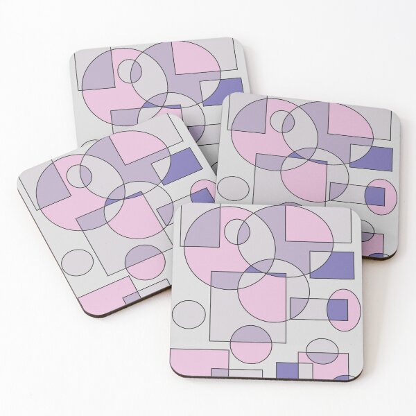 Item preview, Abstract geometric composition, basic shapes: circles and squares/ Shades of pastel pink and purple. designed and sold by My-fake-places.