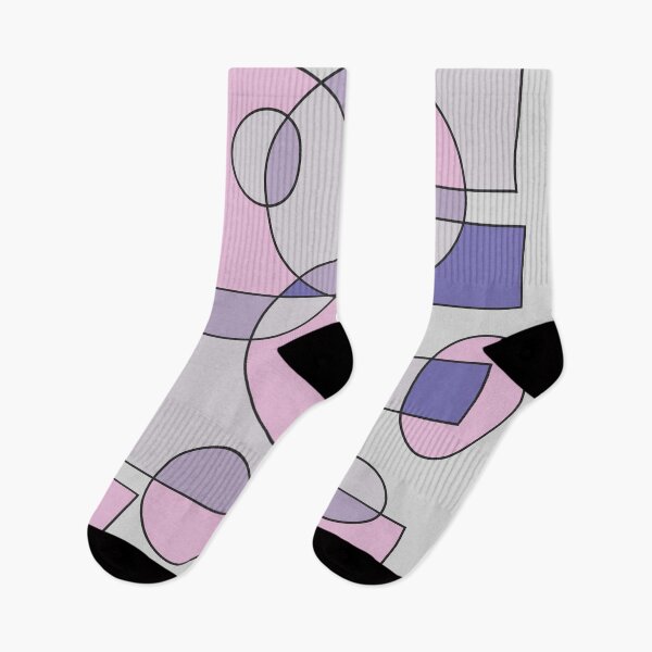 Item preview, Abstract geometric composition, basic shapes: circles and squares/ Shades of pastel pink and purple. designed and sold by My-fake-places.