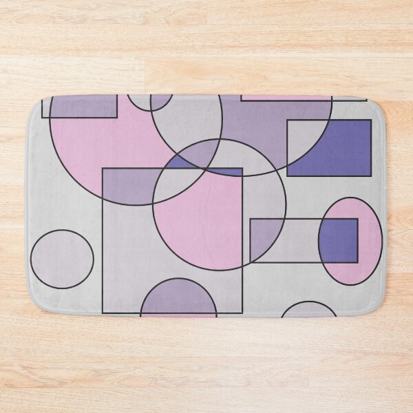 Item preview, Abstract geometric composition, basic shapes: circles and squares/ Shades of pastel pink and purple. designed and sold by My-fake-places.