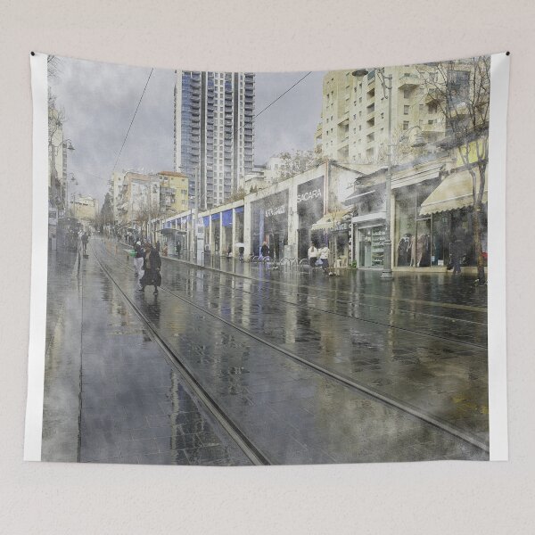 Item preview, Jaffe Road  Jerusalem after the rain  designed and sold by simplyart767.