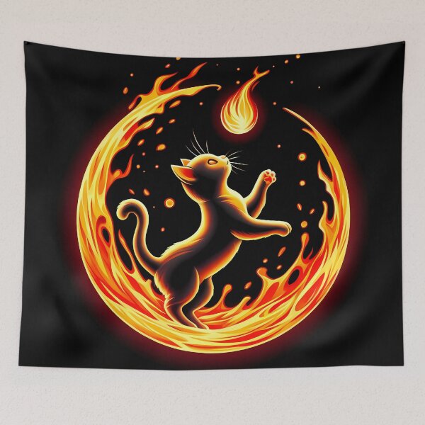 Item preview, Lava Fire Kitten Playing with Fireball, Ai Generated Art  designed and sold by ACC .