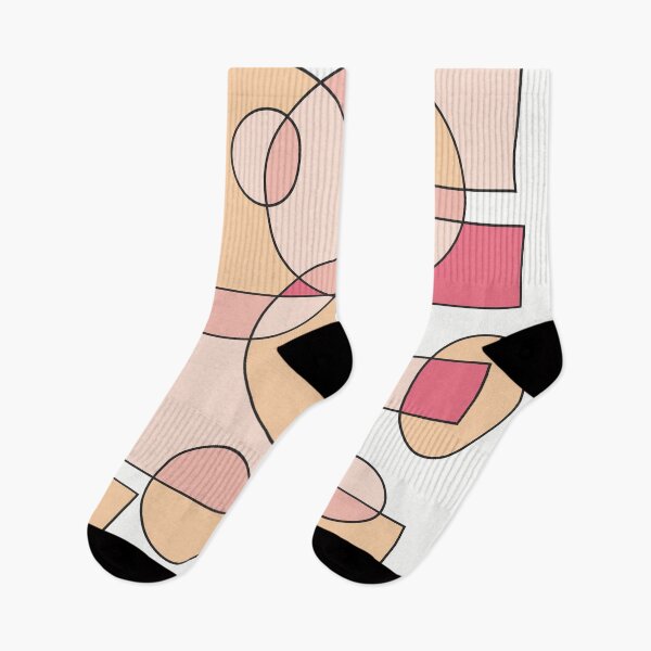 Item preview, Abstract geometric composition, basic shapes: circles and squares/ Shades of pastel pink and orange. designed and sold by My-fake-places.
