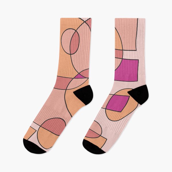 Item preview, Abstract geometric composition, basic shapes: circles and squares/ Shades of pink, orange, magenta. designed and sold by My-fake-places.