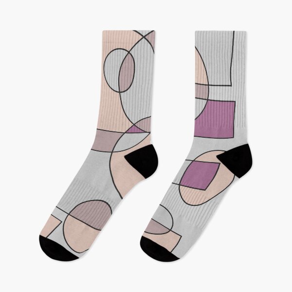Item preview, Abstract geometric composition, basic shapes: circles and squares/ Shades of pastel pink, grey, purple. designed and sold by My-fake-places.