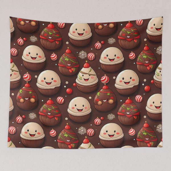Item preview, Chocolatey Truffle Cheer: A cheerful pattern with chocolate truffles in bright, vibrant colors, perfect for spreading joy and happiness. designed and sold by Grang Art Artistic Designs.