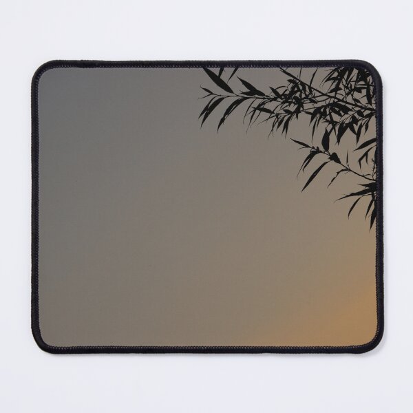 Item preview, bamboo leaves silhouetted against gradient blue grey to dark yellow sky designed and sold by Jacobs-Media.
