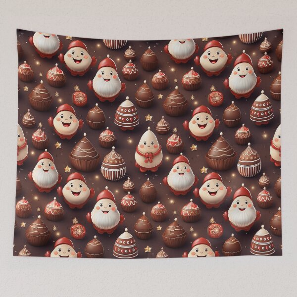 Item preview, Chocolatey Truffle Christmas: A classic Christmas pattern with chocolates and Santa Clause.  designed and sold by Grang Art Artistic Designs.