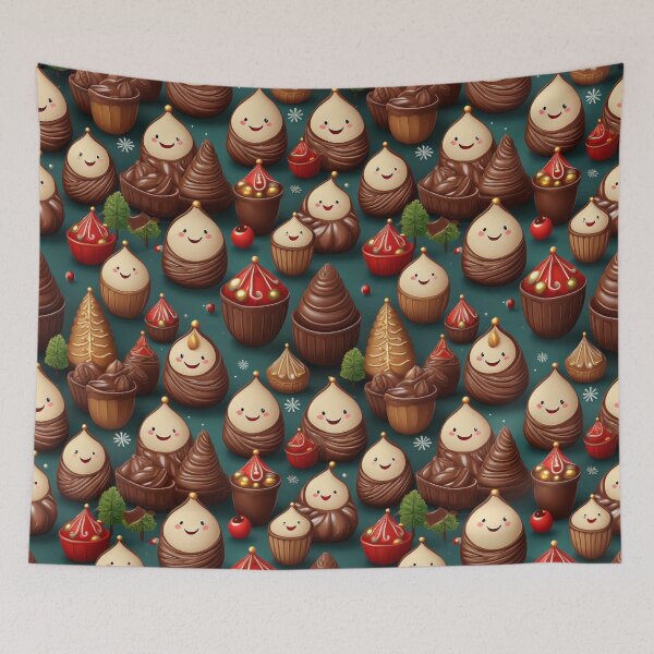 Item preview, Truffle Wonderland: A magical pattern with chocolates nestled among trees and snowflakes designed and sold by Grang Art Artistic Designs.