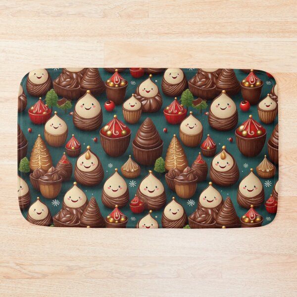 Item preview, Truffle Wonderland: A magical pattern with chocolates nestled among trees and snowflakes designed and sold by Grang Art Artistic Designs.