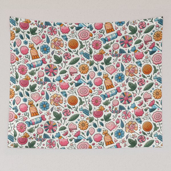 Item preview, Beautiful colorful print of flowers and candies designed and sold by Maira Guerrero.