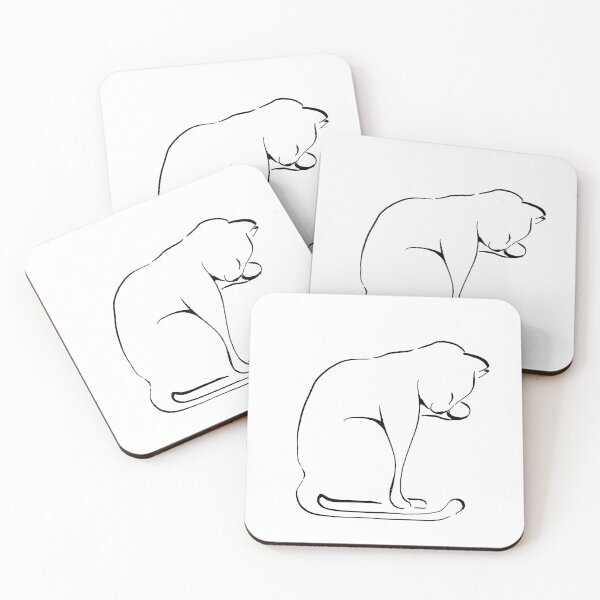 Item preview, Cat washing cute cat cleaning its face ink drawing designed and sold by HoldasGarten.